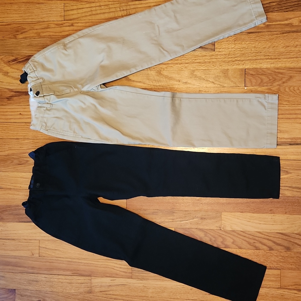 2 pairs boys GAP/ Children's Place black and tan khakis size 10 slim adjustable